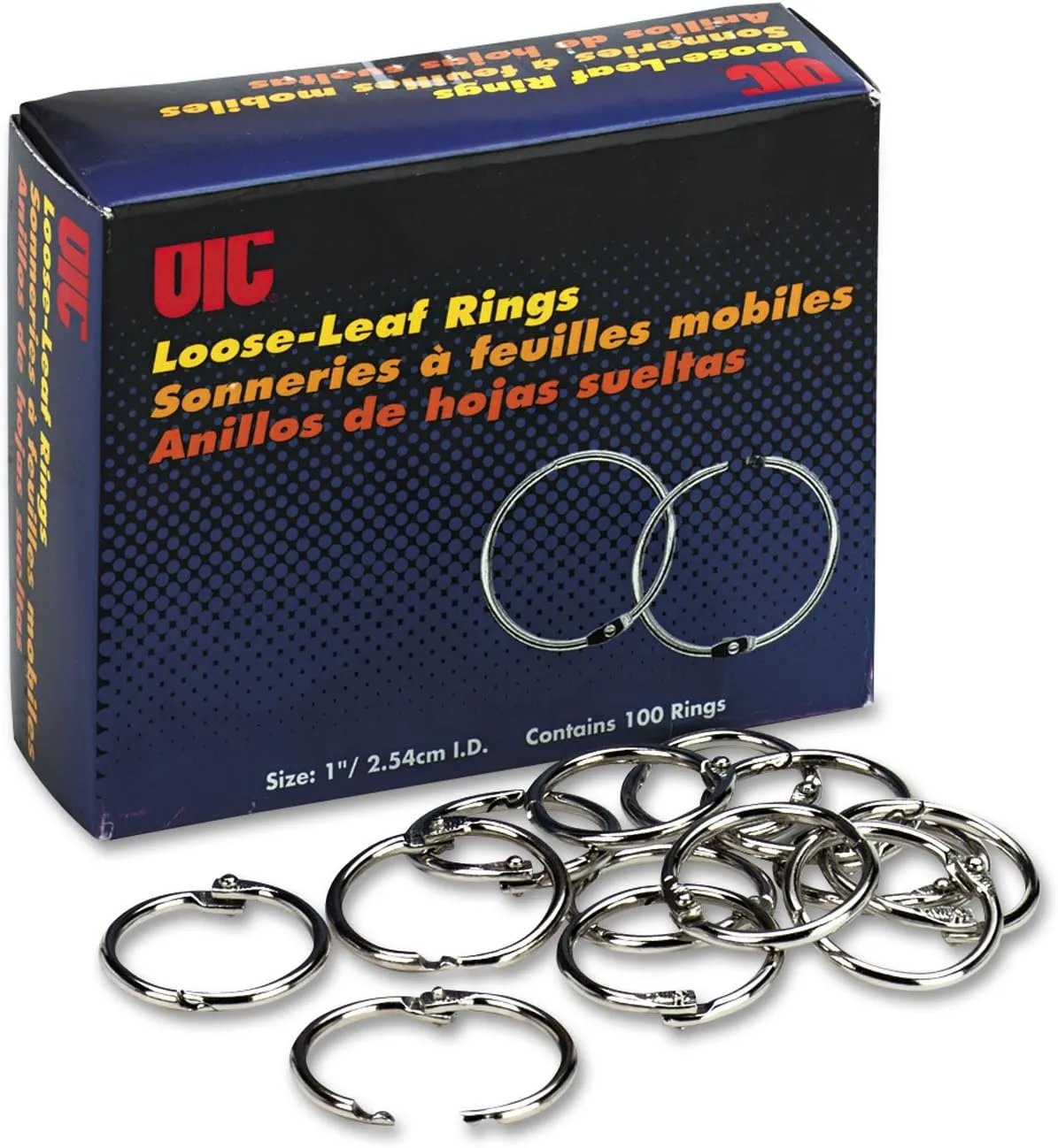 Officemate OIC Loose-Leaf Book Rings, 1 in, 100 Count, Silver