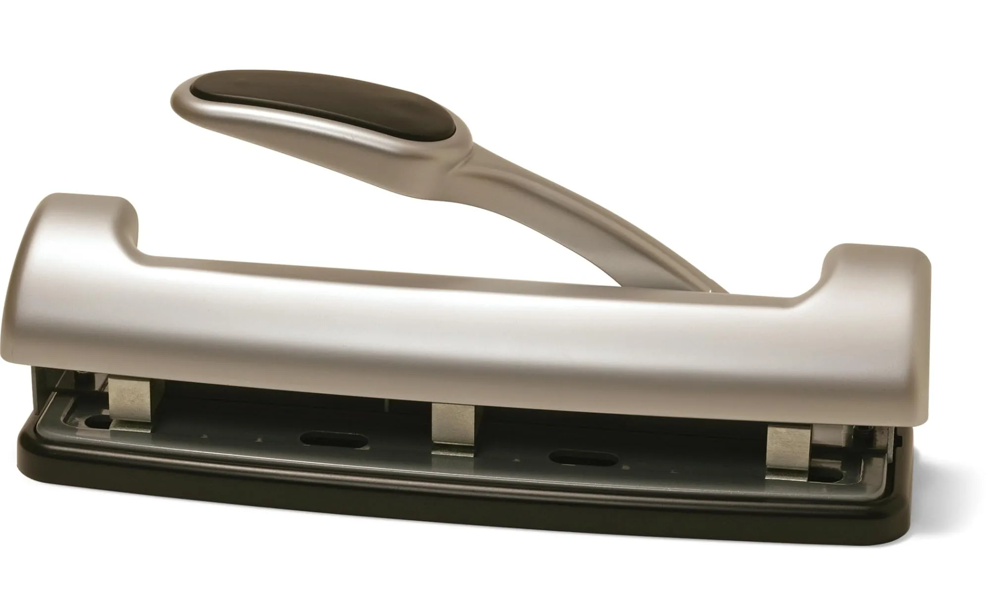 Officemate-90050 EZ Lever Adjustable 2 or 3 Hole Punch with Lever, 15 Sheets, Silver