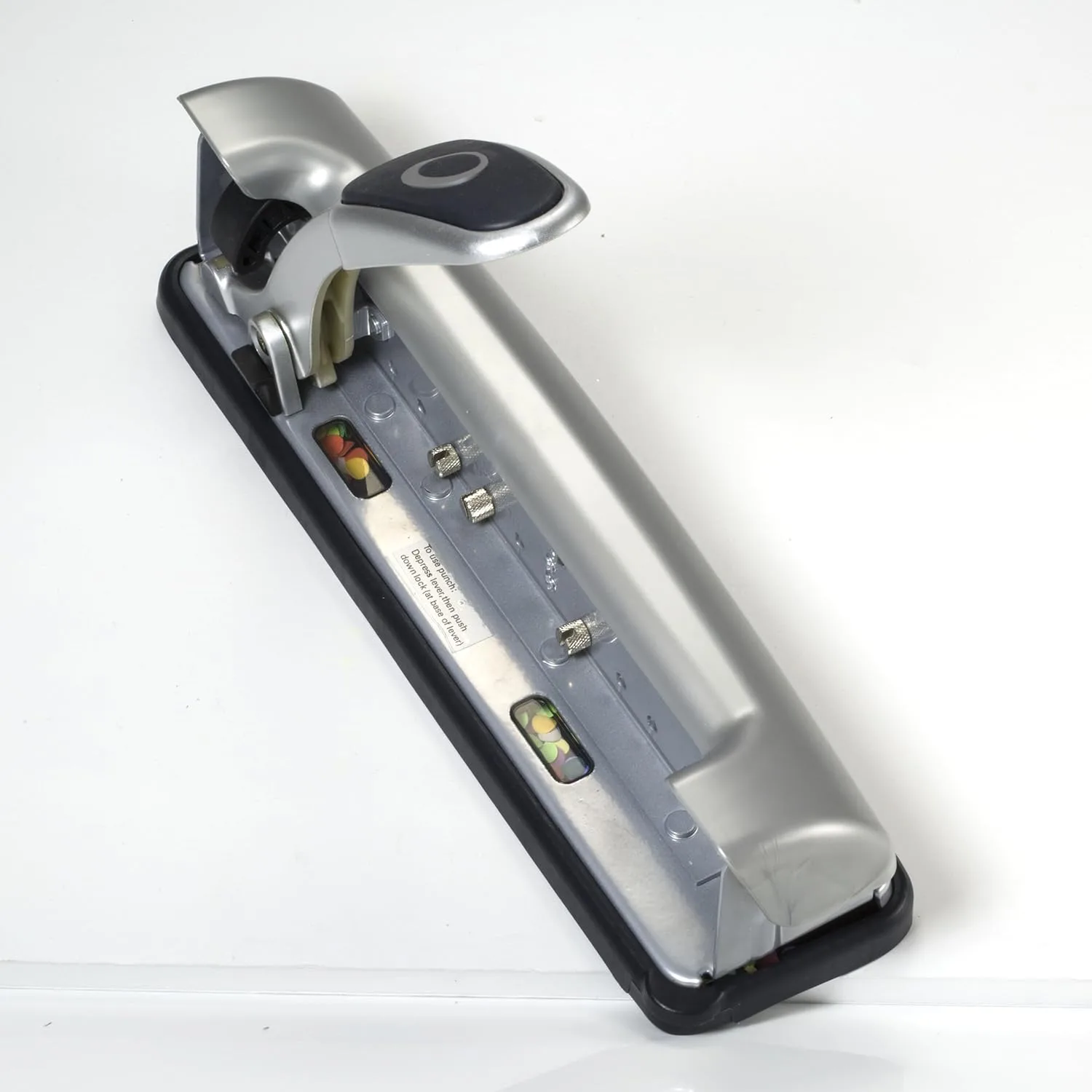 Officemate-90050 EZ Lever Adjustable 2 or 3 Hole Punch with Lever, 15 Sheets, Silver