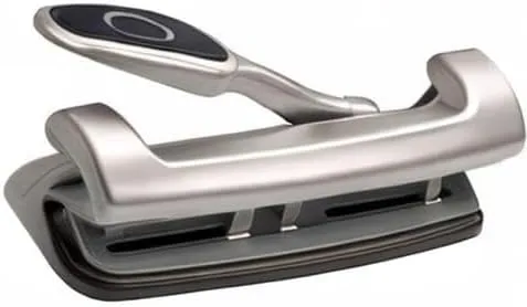 Officemate-90050 EZ Lever Adjustable 2 or 3 Hole Punch with Lever, 15 Sheets, Silver