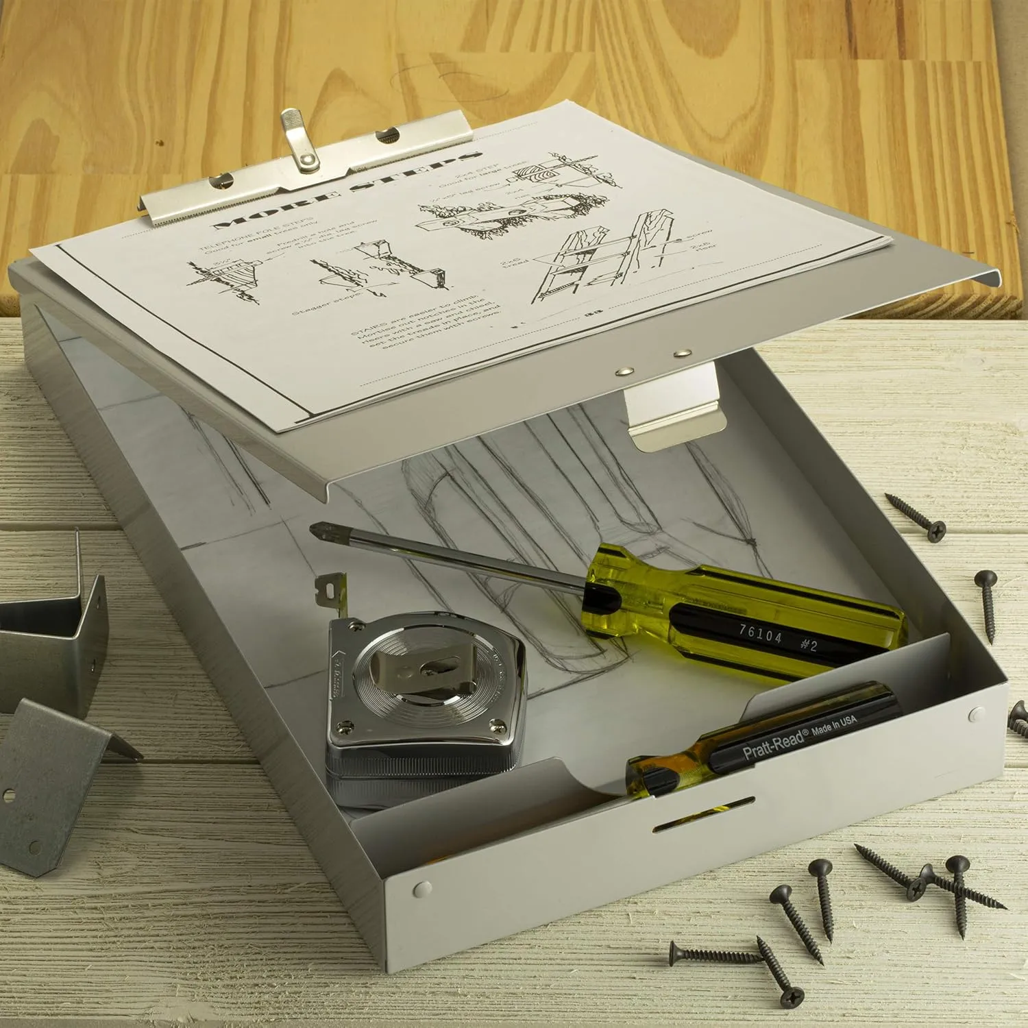 Officemate Aluminum Forms Storage Clipboard, 8.5 x 12 Inch (83200)