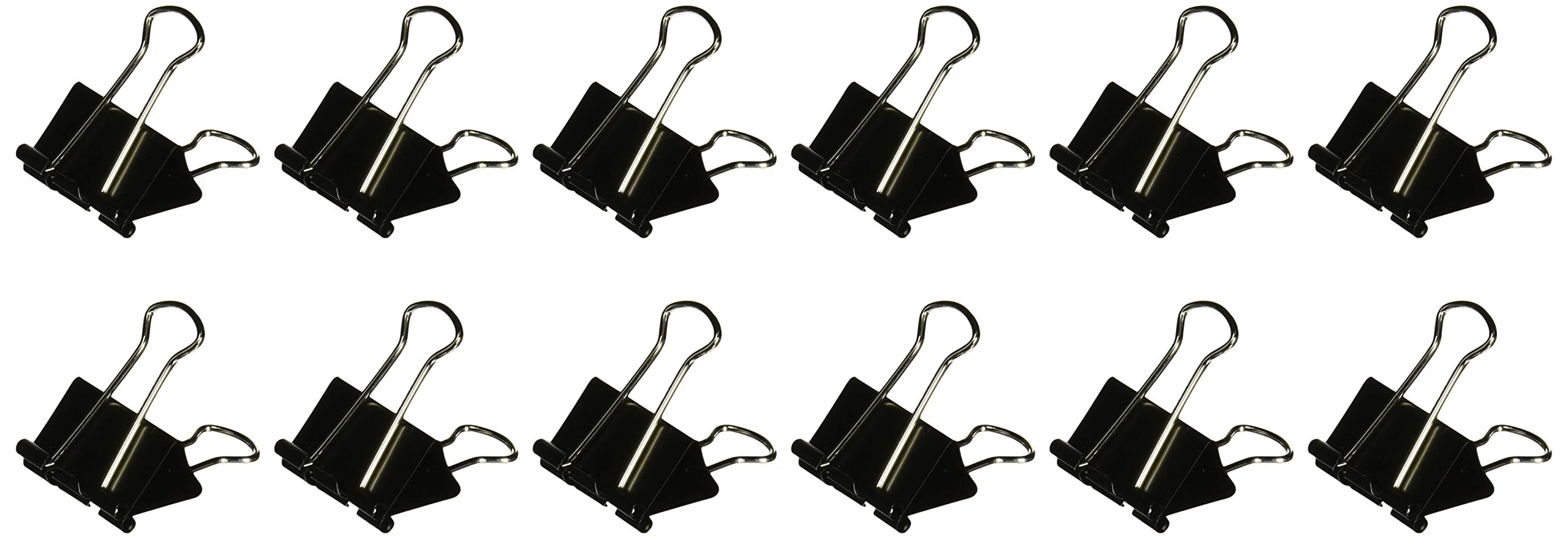 Officemate International Corp. 99050 Binder Clips,Medium,1-1/4-Inch Wide,5/8-Inch Cap, 12/BX, Black/Silver