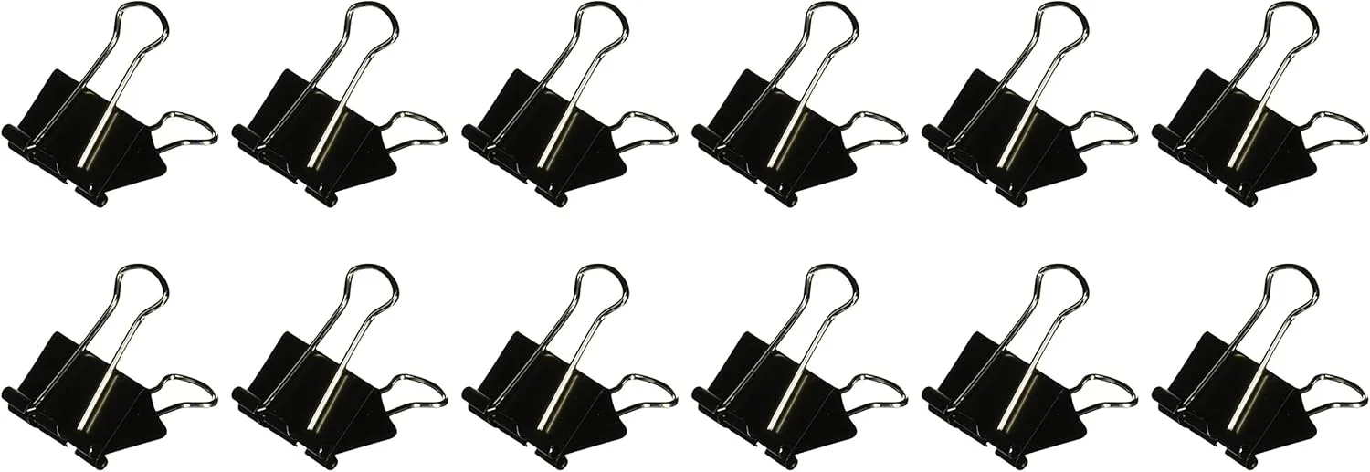Officemate International Corp. 99050 Binder Clips,Medium,1-1/4-Inch Wide,5/8-Inch Cap, 12/BX, Black/Silver