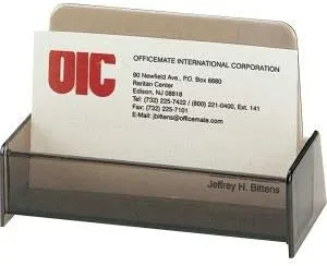 Officemate Business Card Holder, Holds Up to 50 Cards, Smoke (97833)