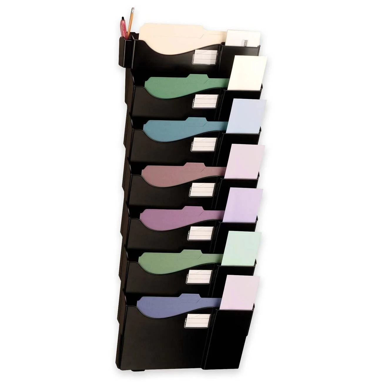 Officemate Grande Central Filing System, 7 Sections, Legal/Letter Size, 16.63" x 4.75" x 38.25", Black, 7/Pack