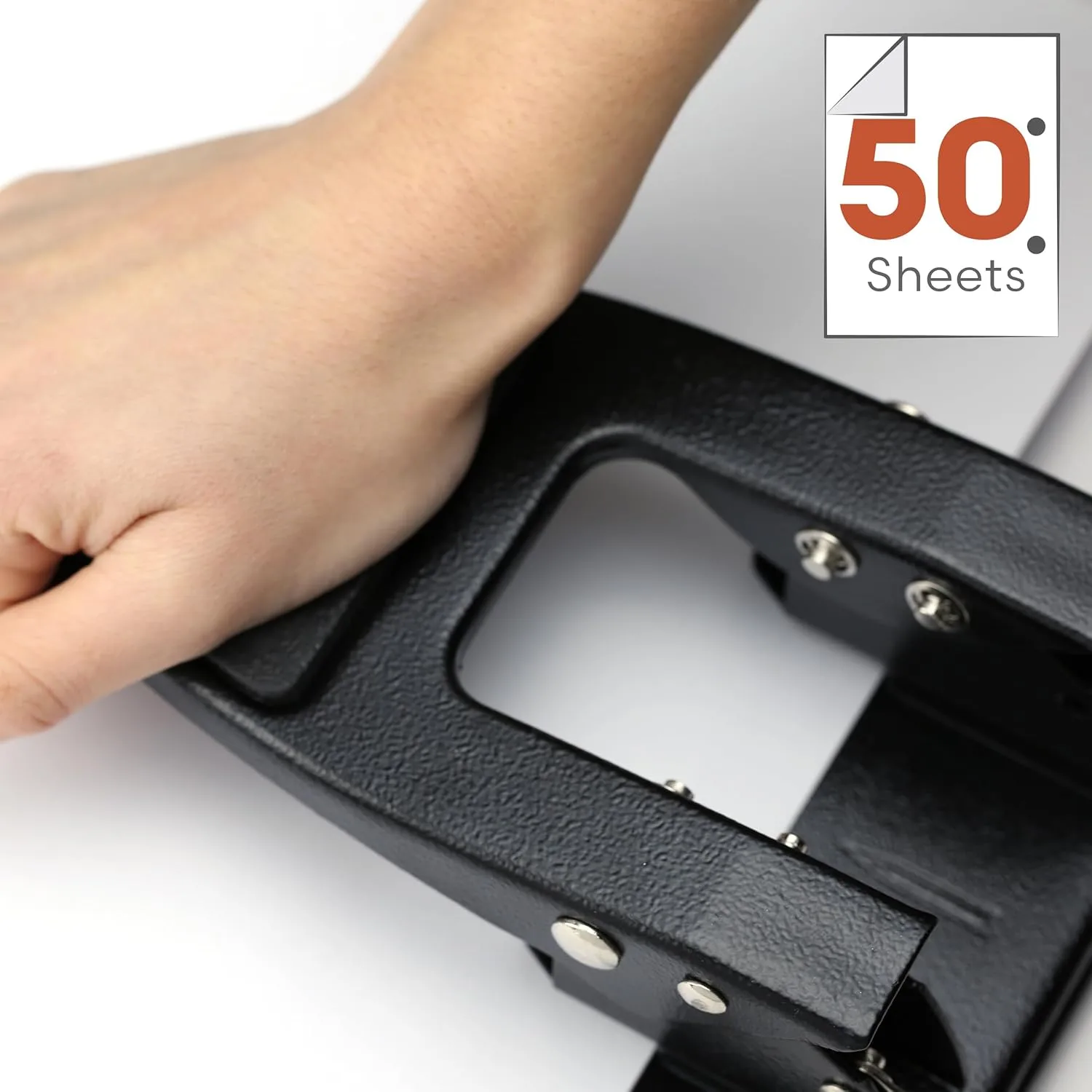 Officemate Heavy Duty 2-Hole Punch, Padded Handle, Black, 50-Sheet Capacity