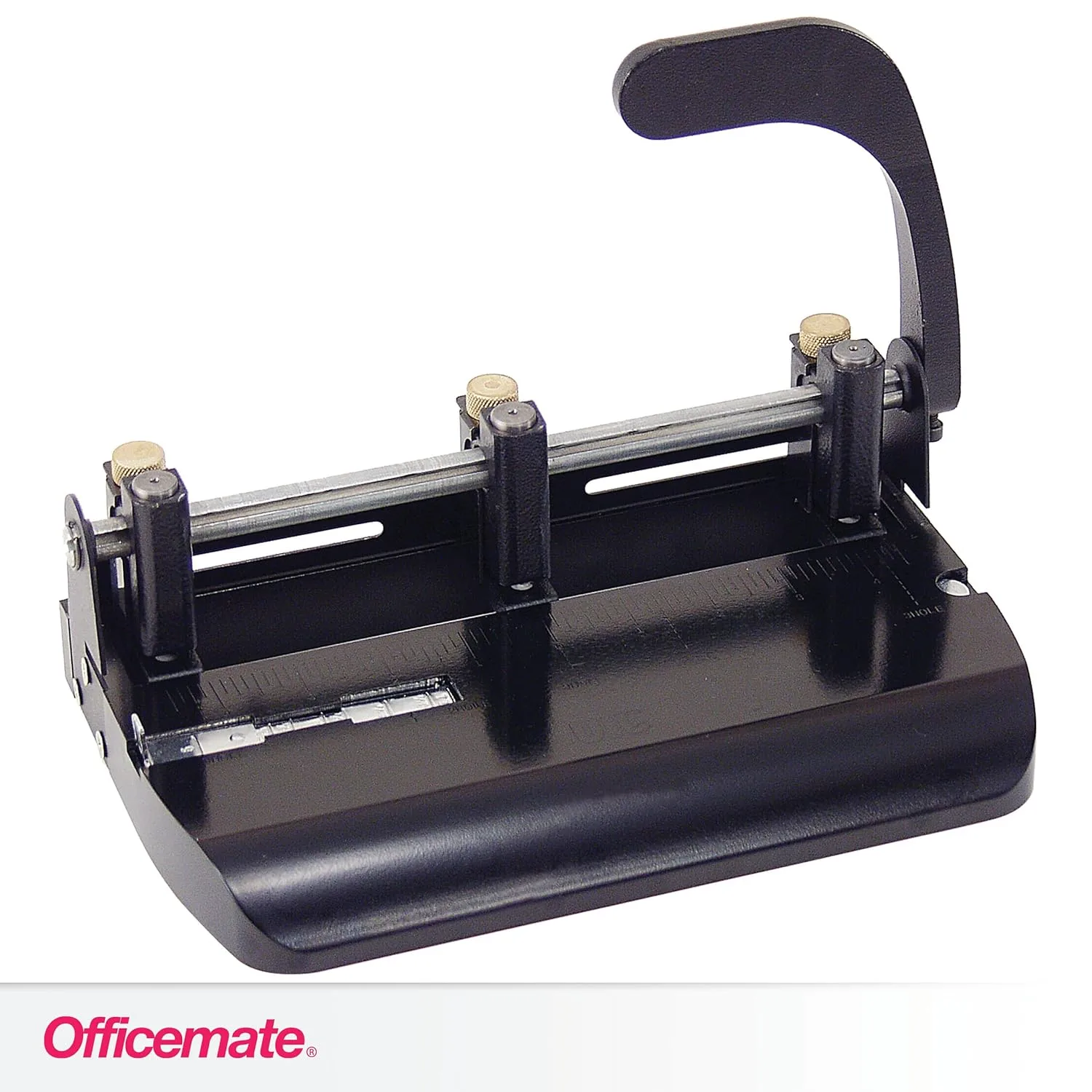 Officemate Heavy Duty Adjustable 2-3 Hole Punch with Lever Handle, 32-Sheet Capacity, Black (90078) Pack of 1