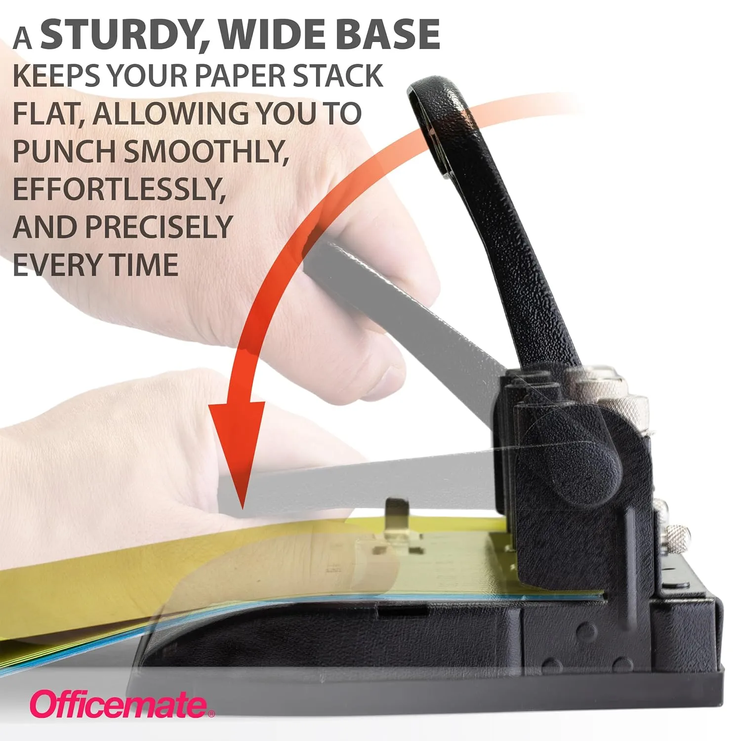 Officemate Heavy Duty Adjustable 2-3 Hole Punch with Lever Handle, 32-Sheet Capacity, Black (90078) Pack of 1