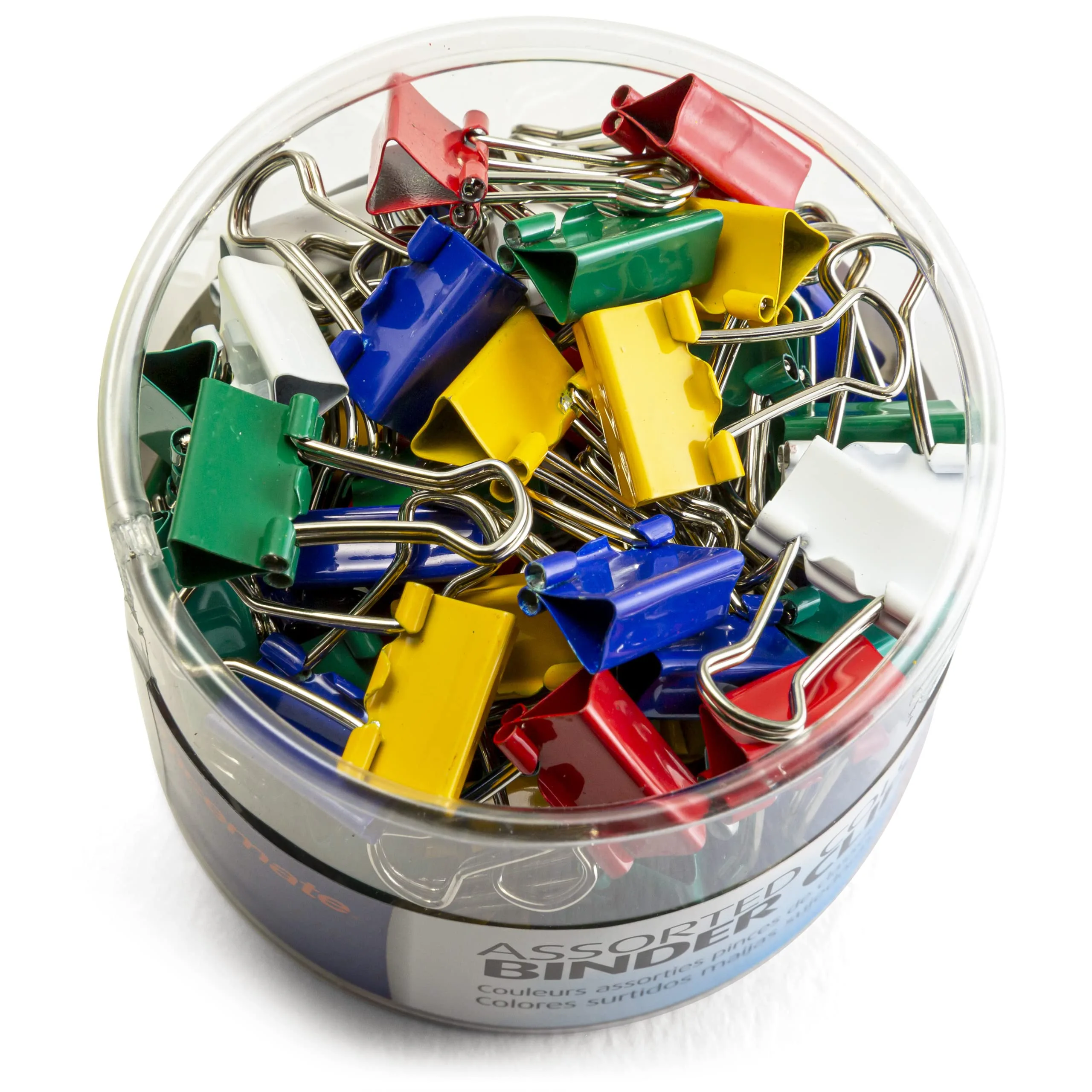 OFFICEMATE Assorted Colors Binder Clips in Reusable Tub