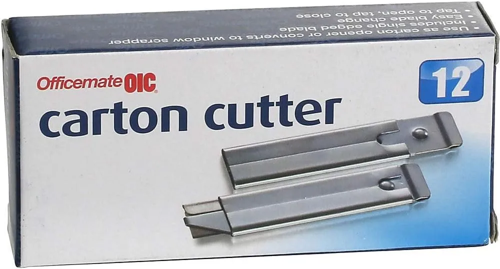OIC Single-Sided Razor Blade Carton Cutters, Silver, Pack Of 12