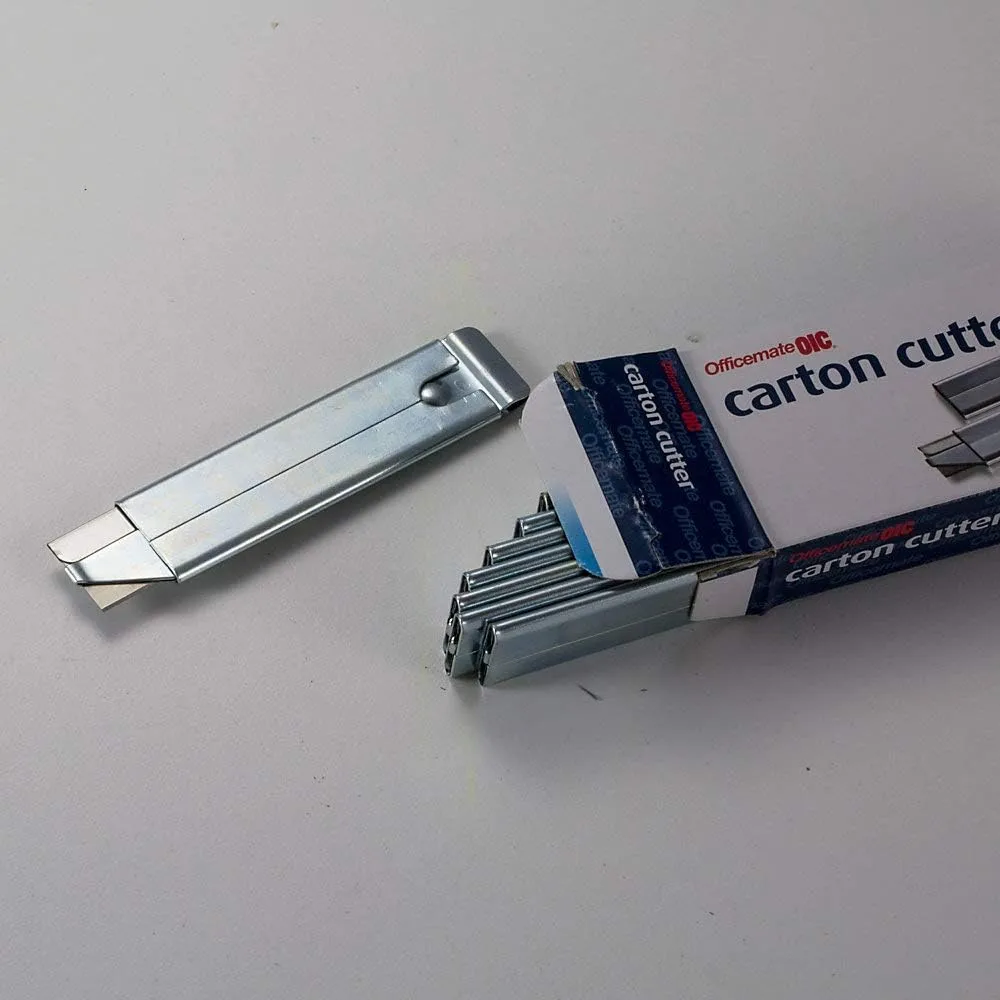 OIC Single-Sided Razor Blade Carton Cutters, Silver, Pack Of 12
