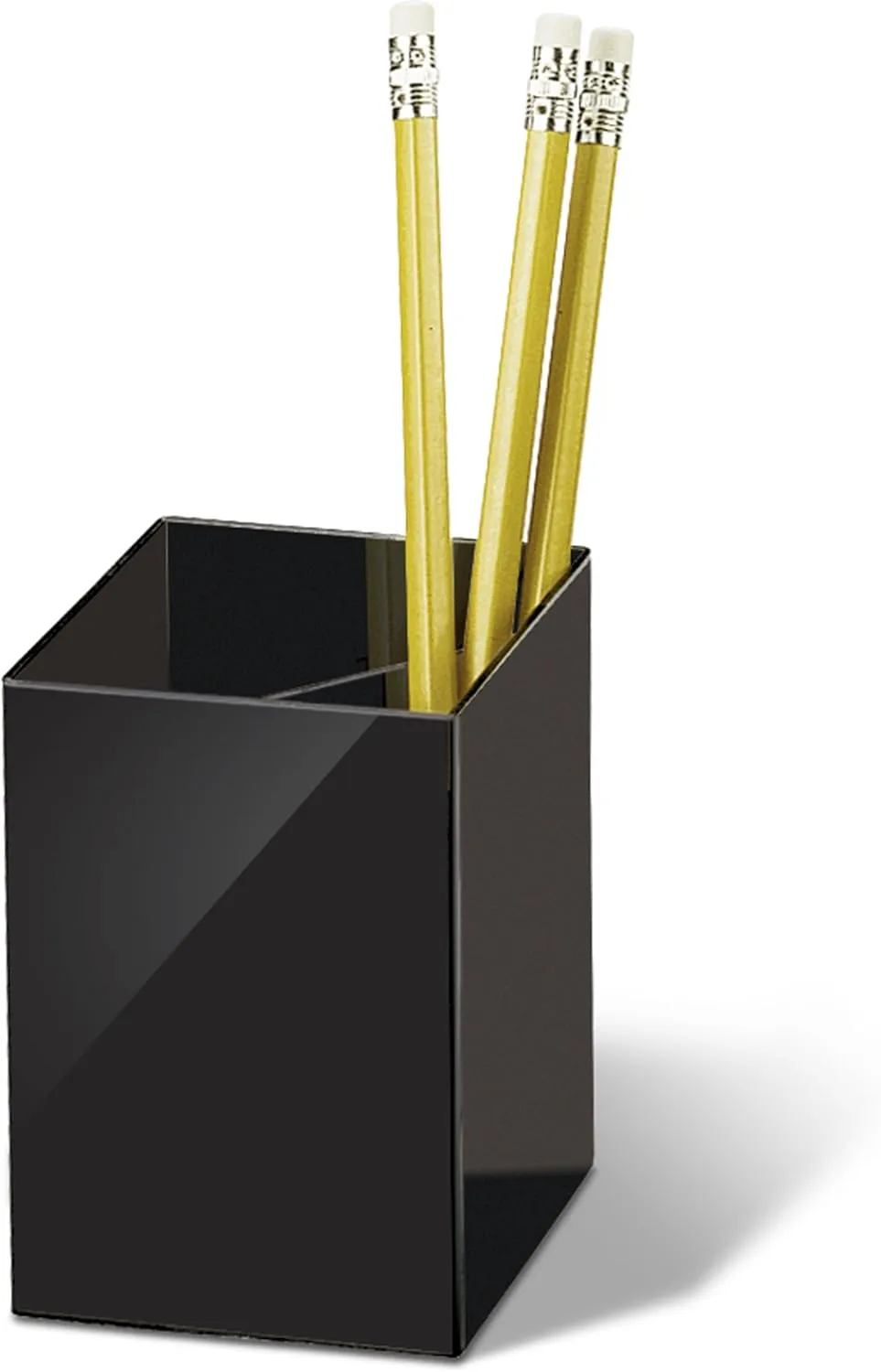 OIC 3-Compartment Pencil Cup - 4in x 2.9in x 2.9in - 1 Each - Black