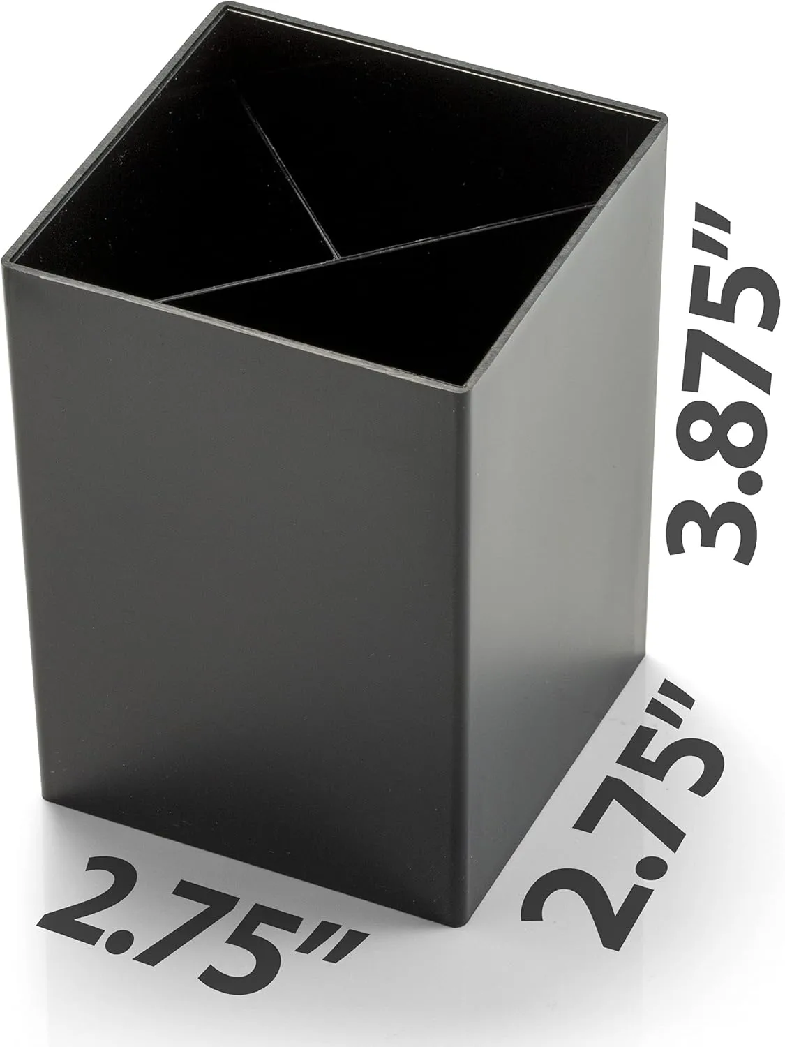 OIC 3-Compartment Pencil Cup - 4in x 2.9in x 2.9in - 1 Each - Black