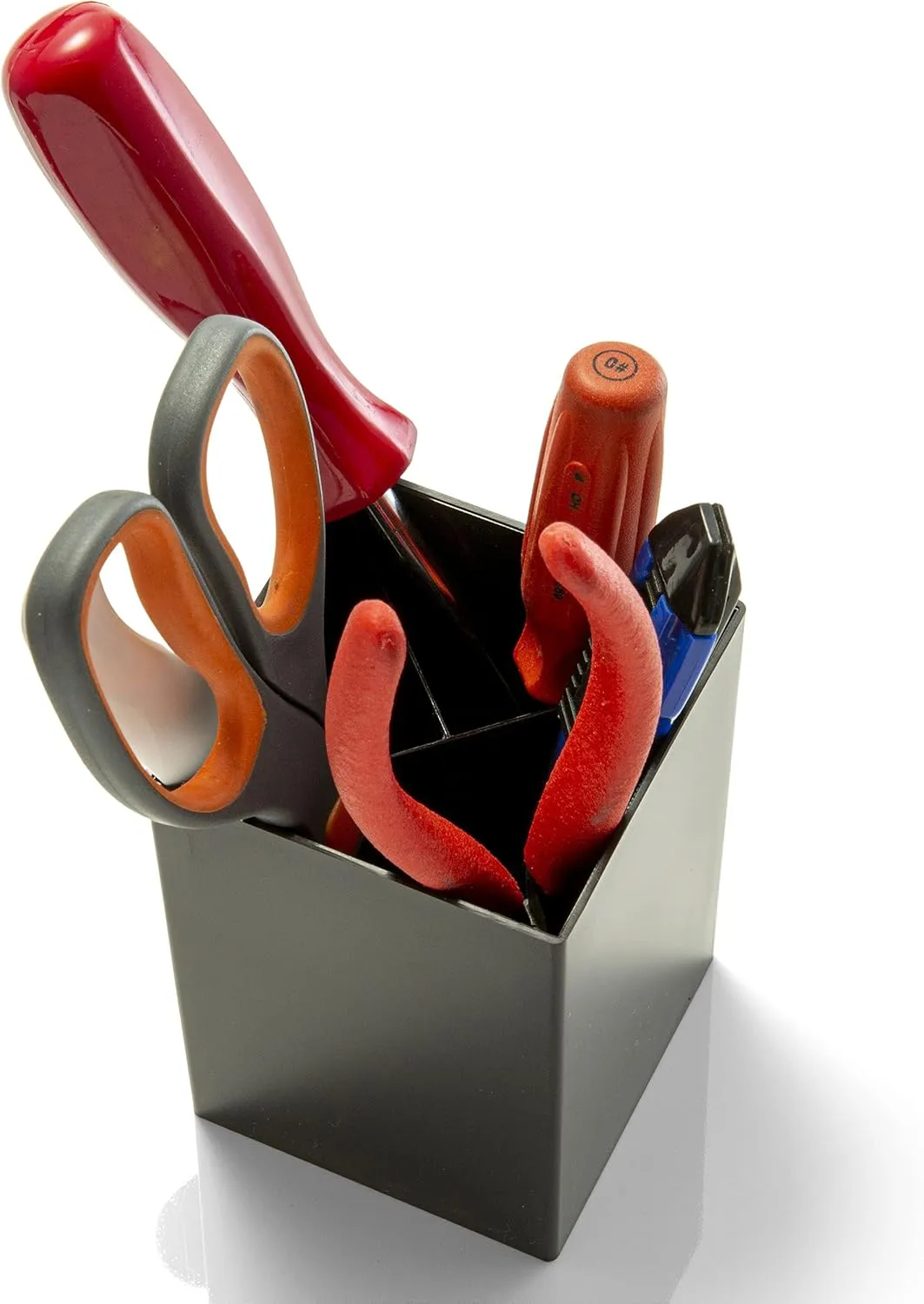 OIC 3-Compartment Pencil Cup - 4in x 2.9in x 2.9in - 1 Each - Black