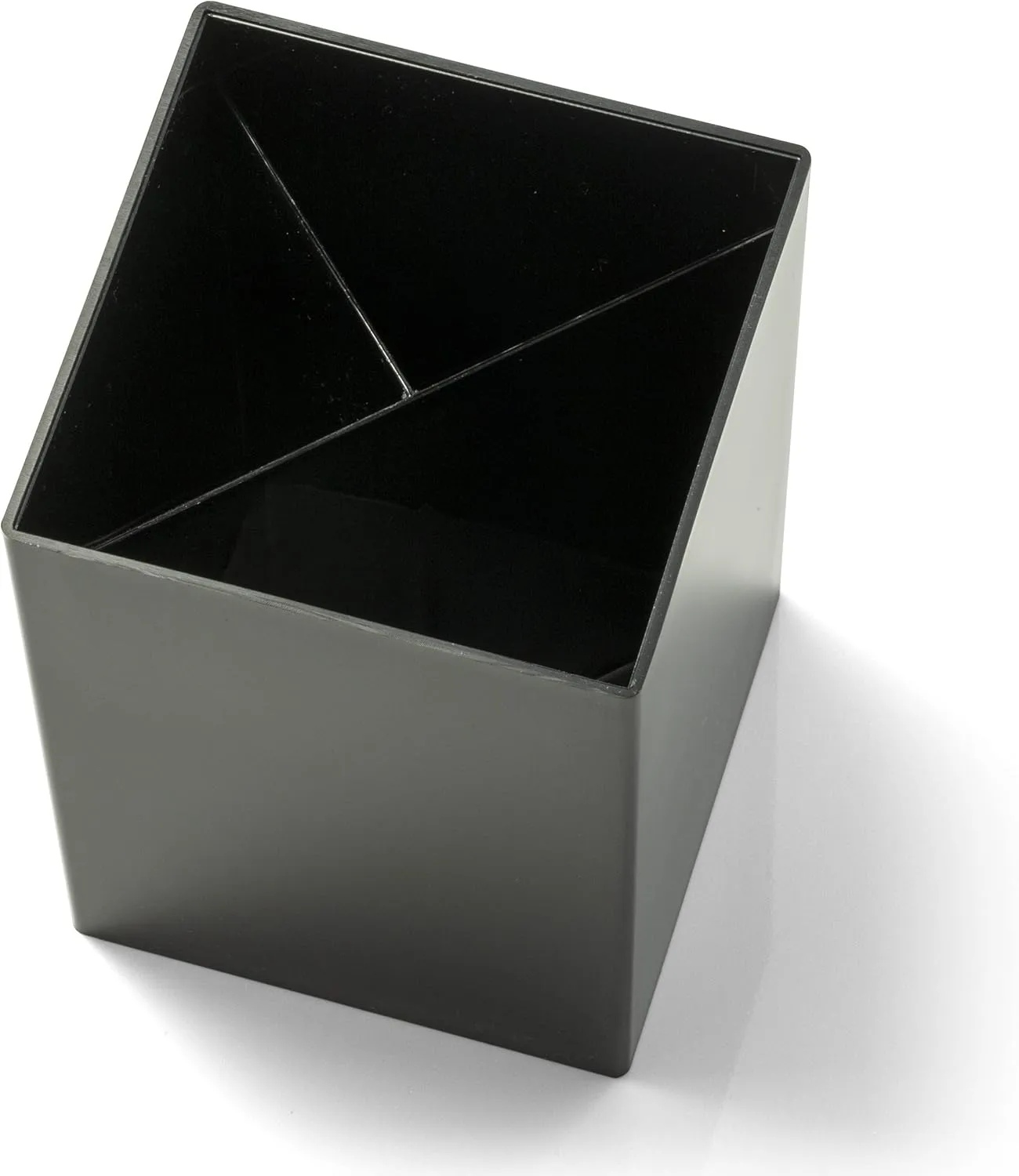 OIC 3-Compartment Pencil Cup - 4in x 2.9in x 2.9in - 1 Each - Black