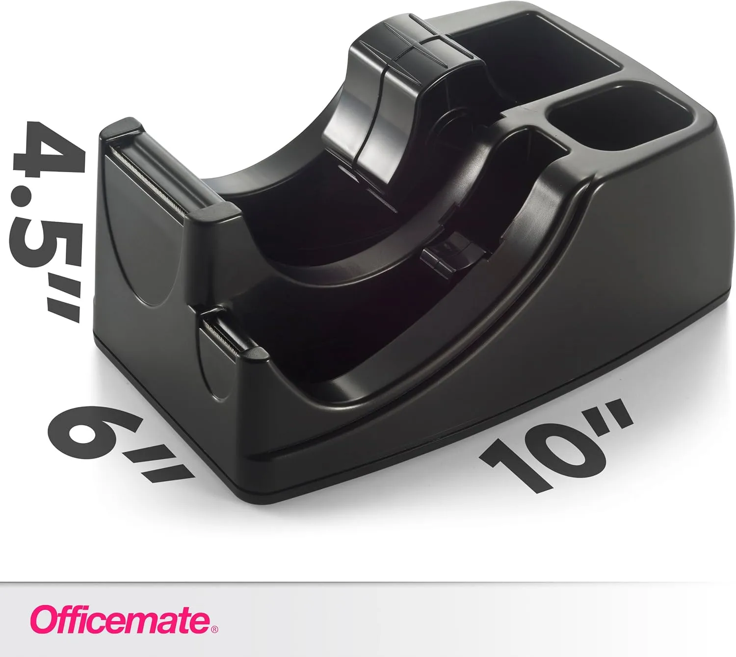 Officemate Recycled 2-in-1 Heavy Duty Tape Dispenser, 1" and 3" Cores, Black (96690)