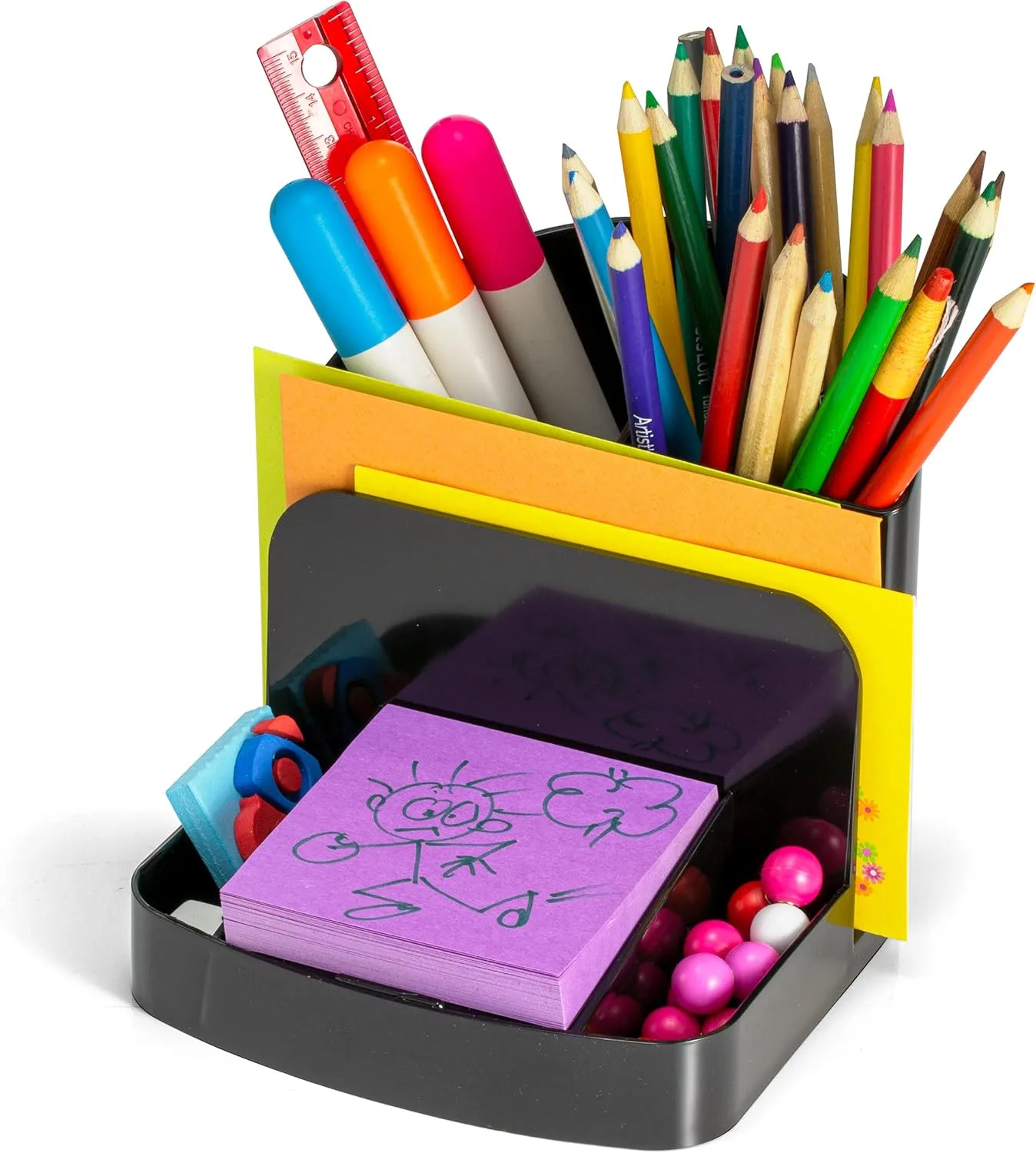 Officemate Recycled Deluxe Desk Organizer, Black (26022) 5" x 5.4" x 6.8"