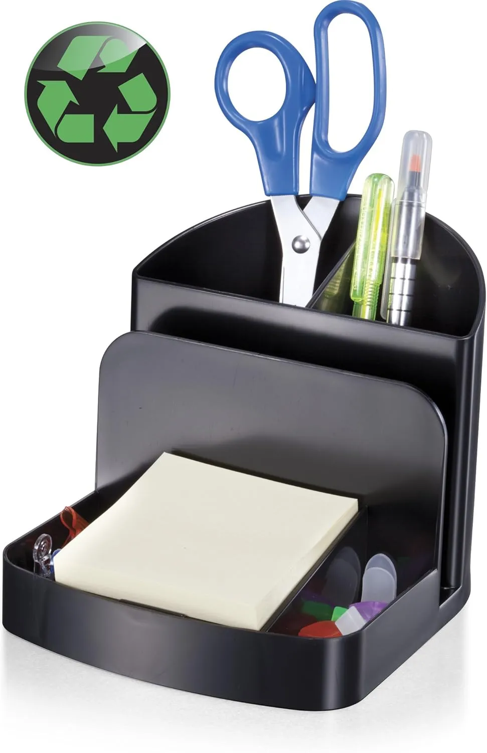 Officemate Recycled Deluxe Desk Organizer, Black (26022) 5" x 5.4" x 6.8"