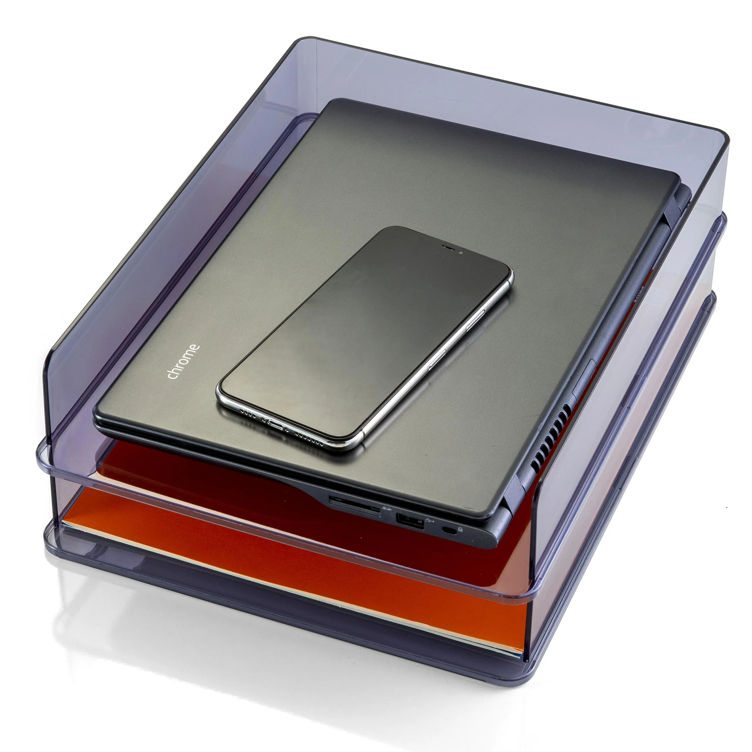 Officemate Stackable Letter Trays made from Recycled Bottles, Translucent Gray, 2 Pack (21040)