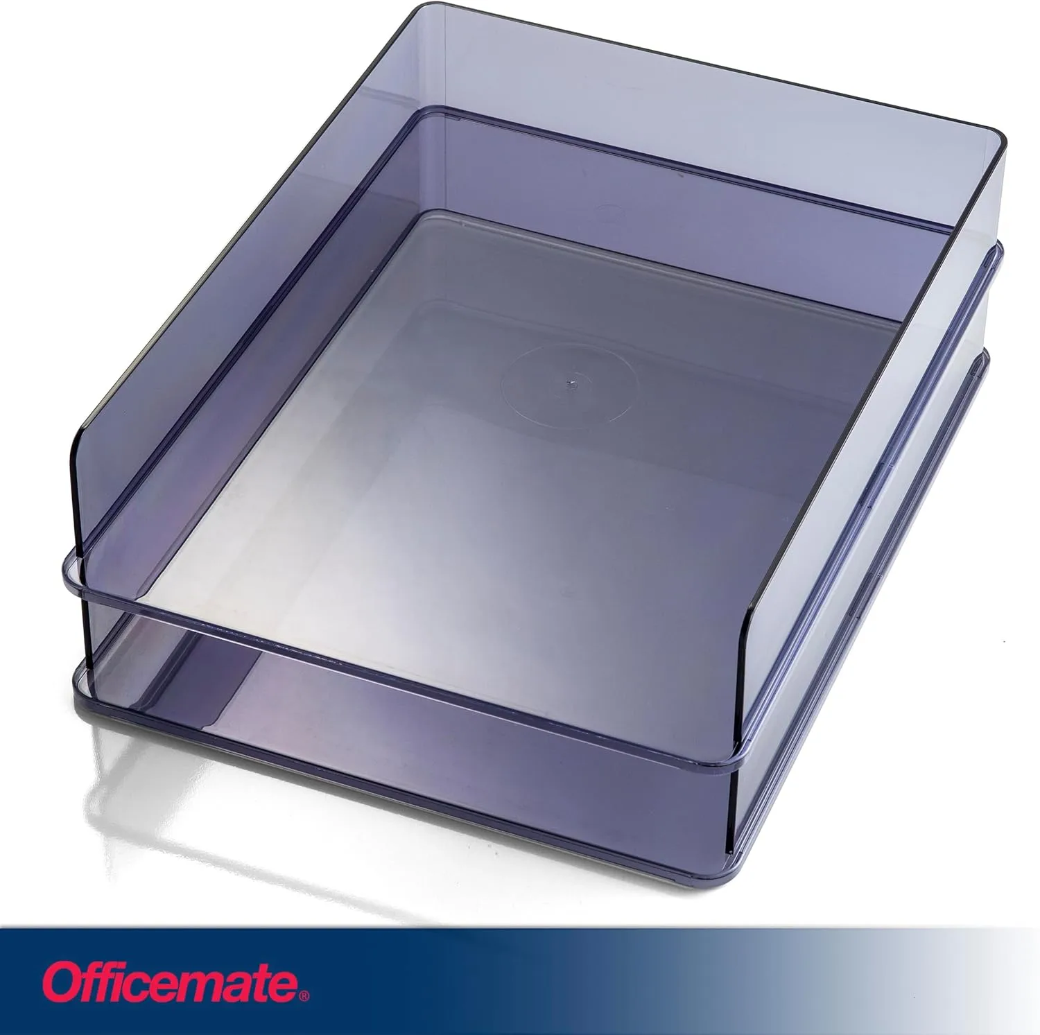 Officemate Stackable Letter Trays made from Recycled Bottles, Translucent Gray, 2 Pack (21040)