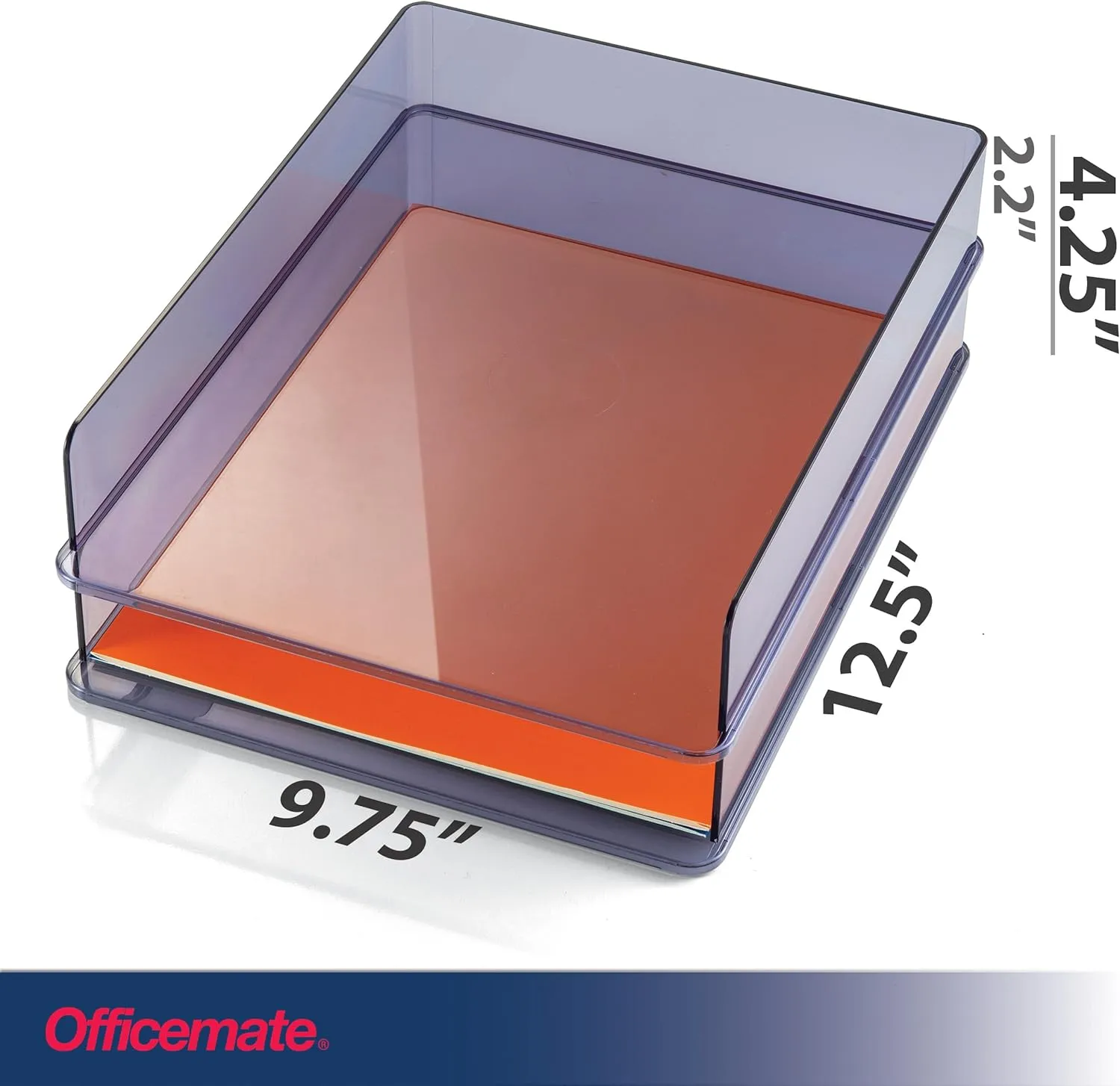 Officemate Stackable Letter Trays made from Recycled Bottles, Translucent Gray, 2 Pack (21040)