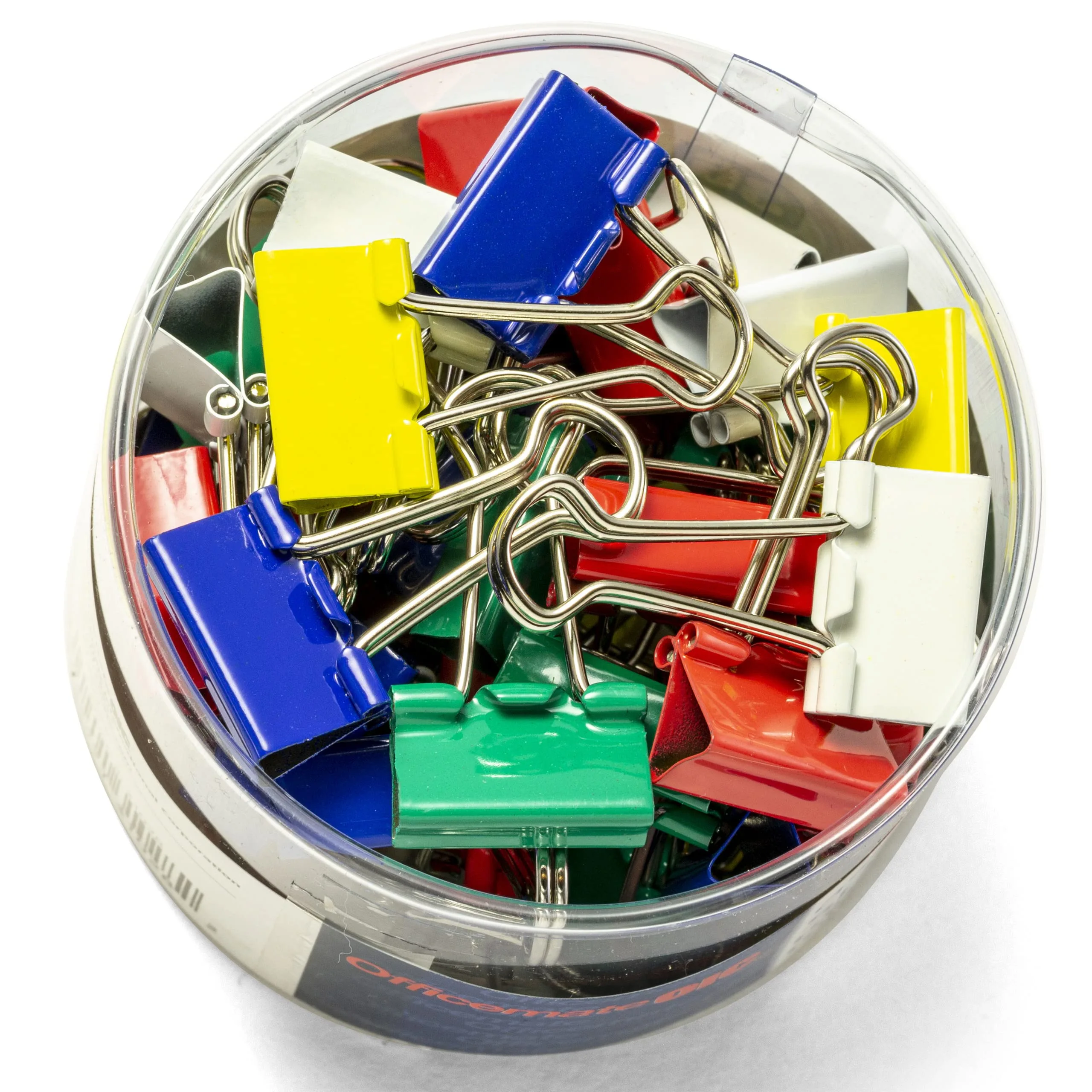 OFFICEMATE Assorted Colors Binder Clips in Reusable Tub