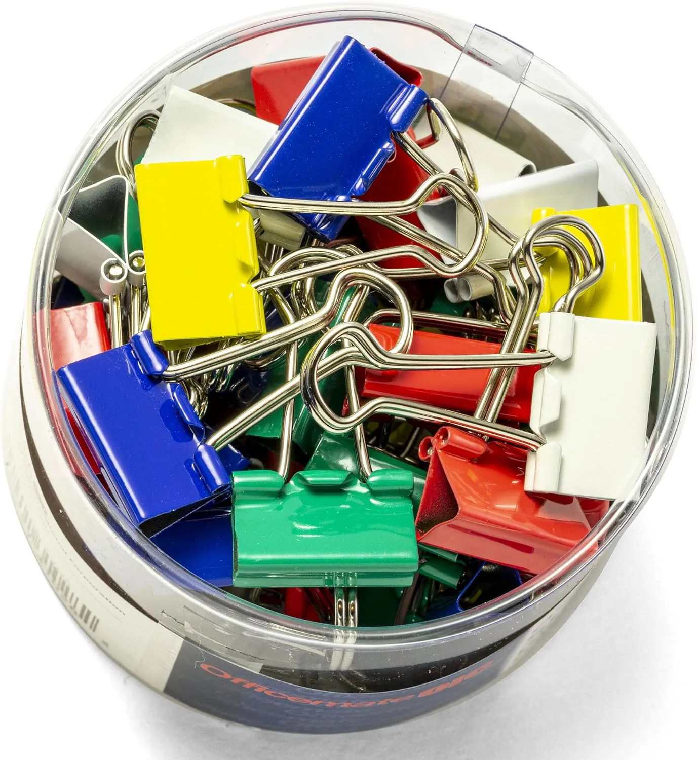 OFFICEMATE Assorted Colors Binder Clips in Reusable Tub