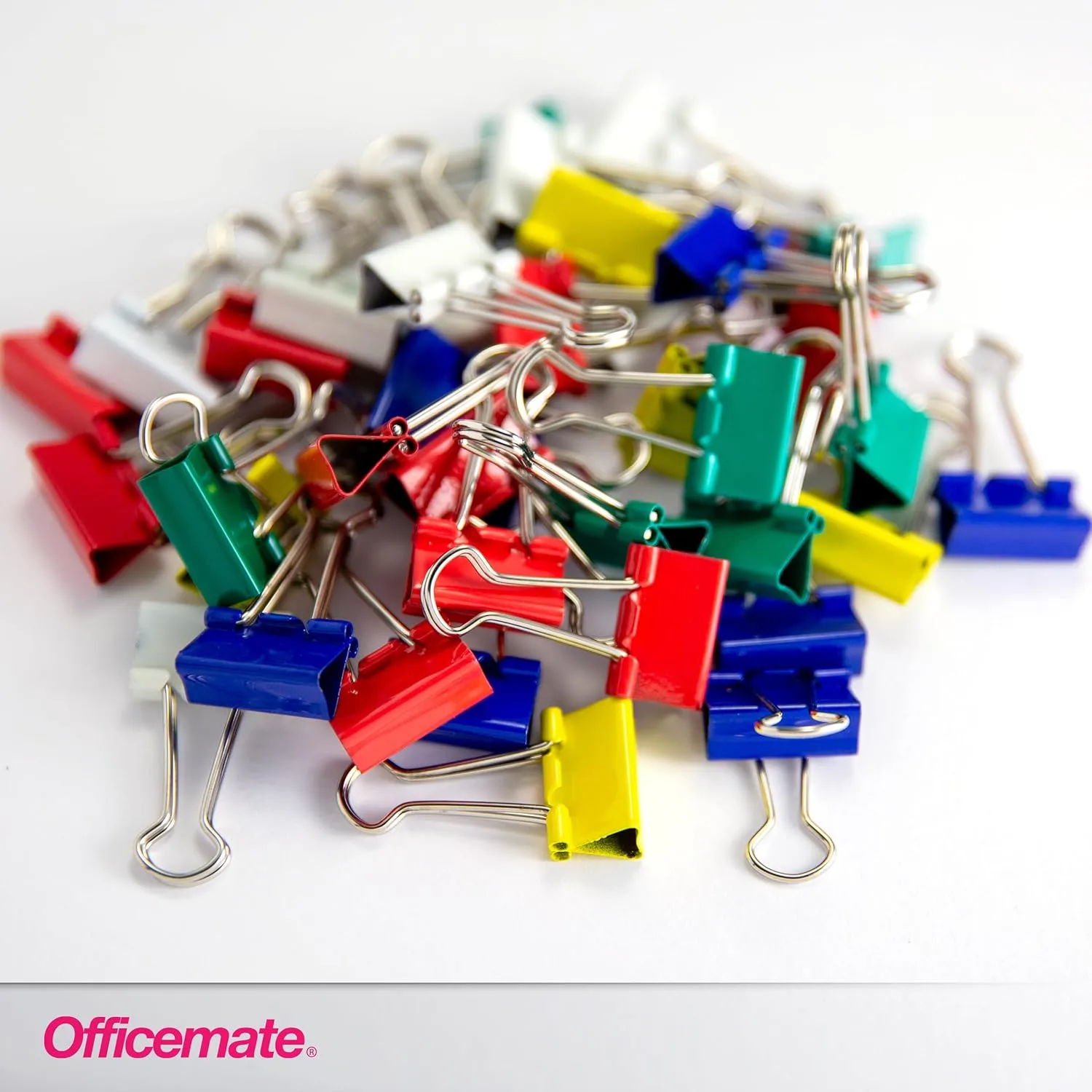 OFFICEMATE Assorted Colors Binder Clips in Reusable Tub
