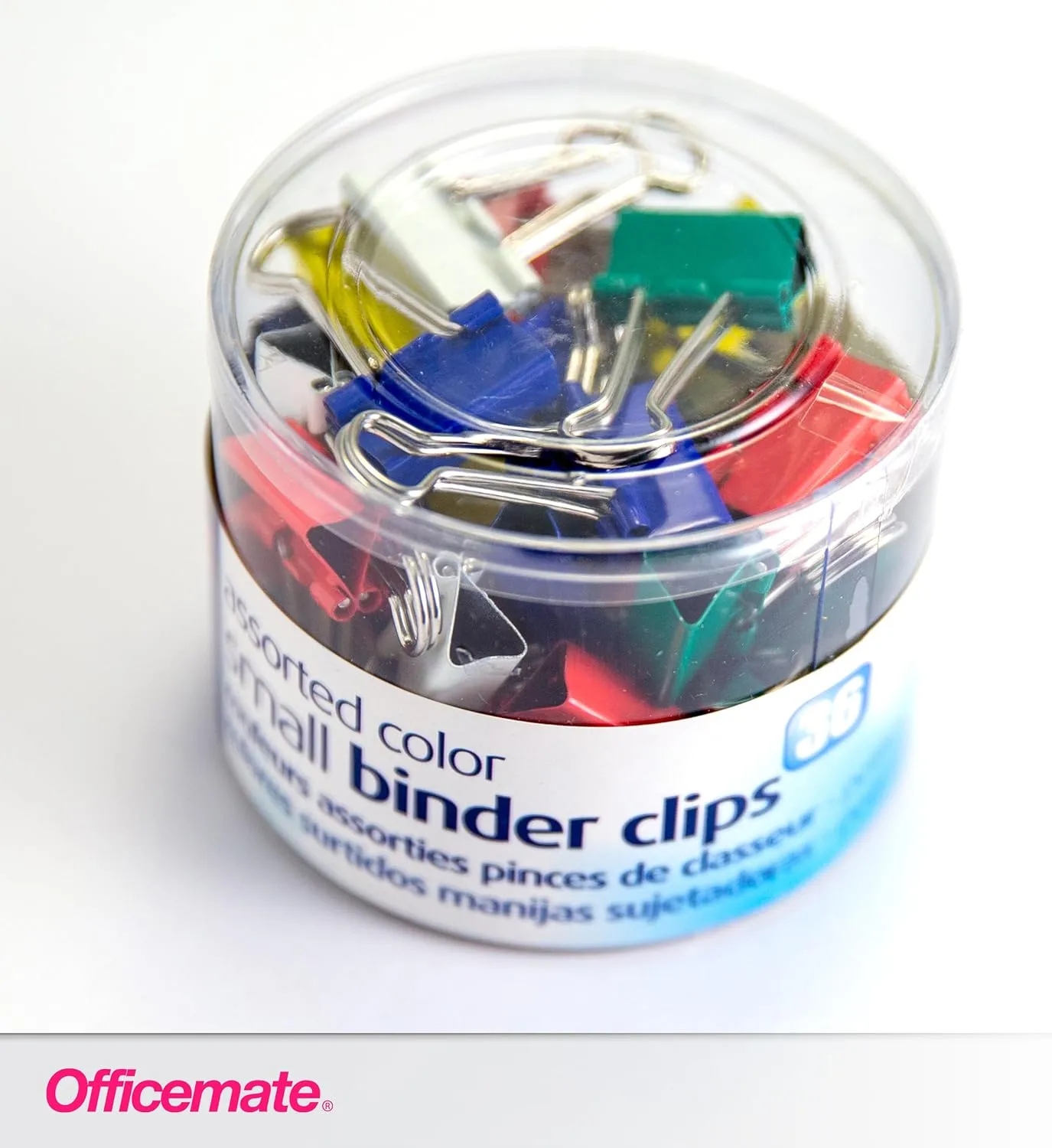 OFFICEMATE Assorted Colors Binder Clips in Reusable Tub