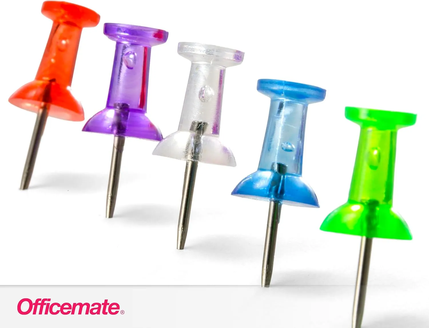 Officemate Translucent Push Pins Assorted Colors, 200 Count (35710)