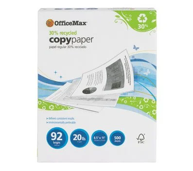 Office Depot EnviroCopy 3-Hole Punched Copy Paper, 1 Ream, White, Letter Size, 500 Sheets Per Ream- 651031OD-RM