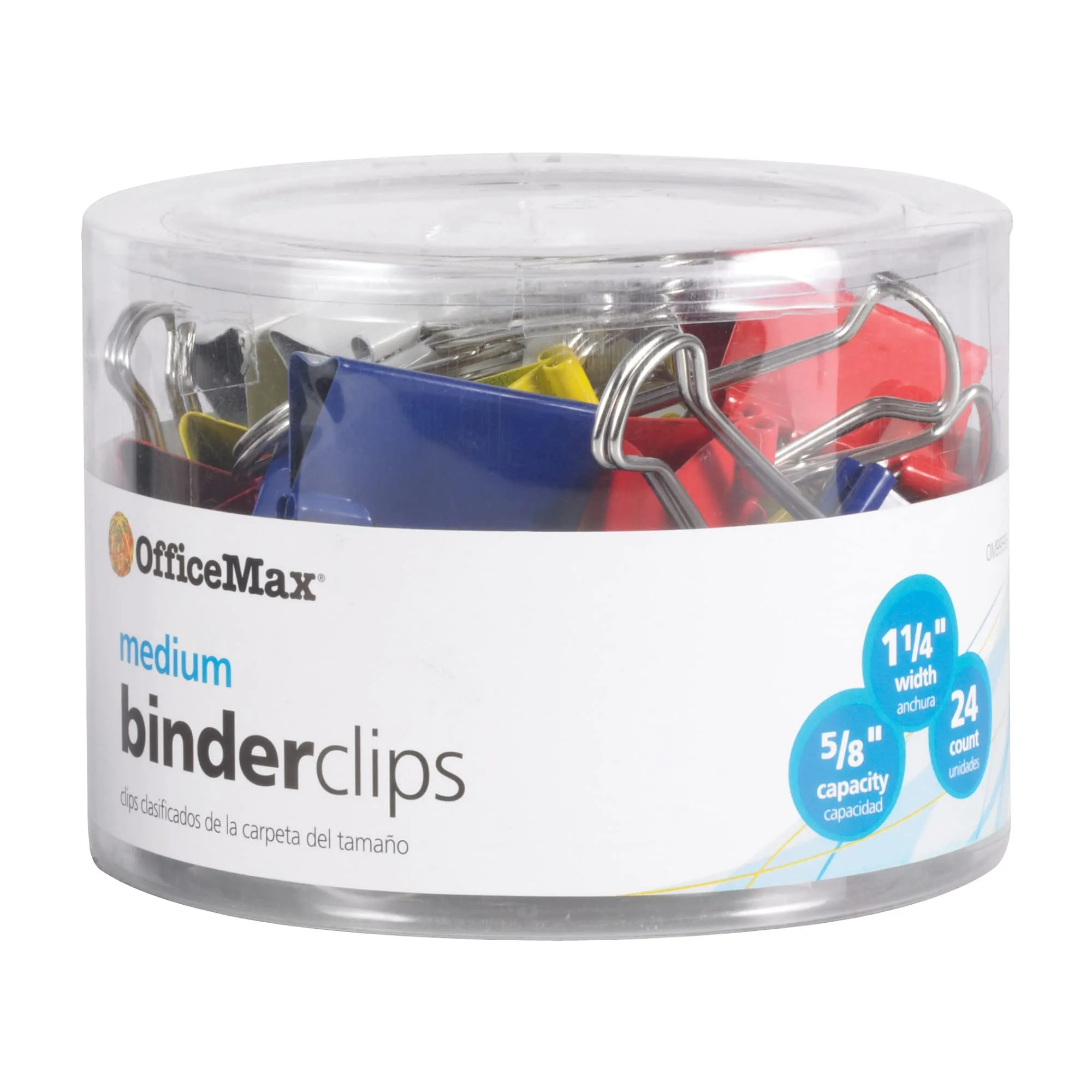 OfficeMax Brand Binder Clips, Medium, Multicolored, Pack Of 24
