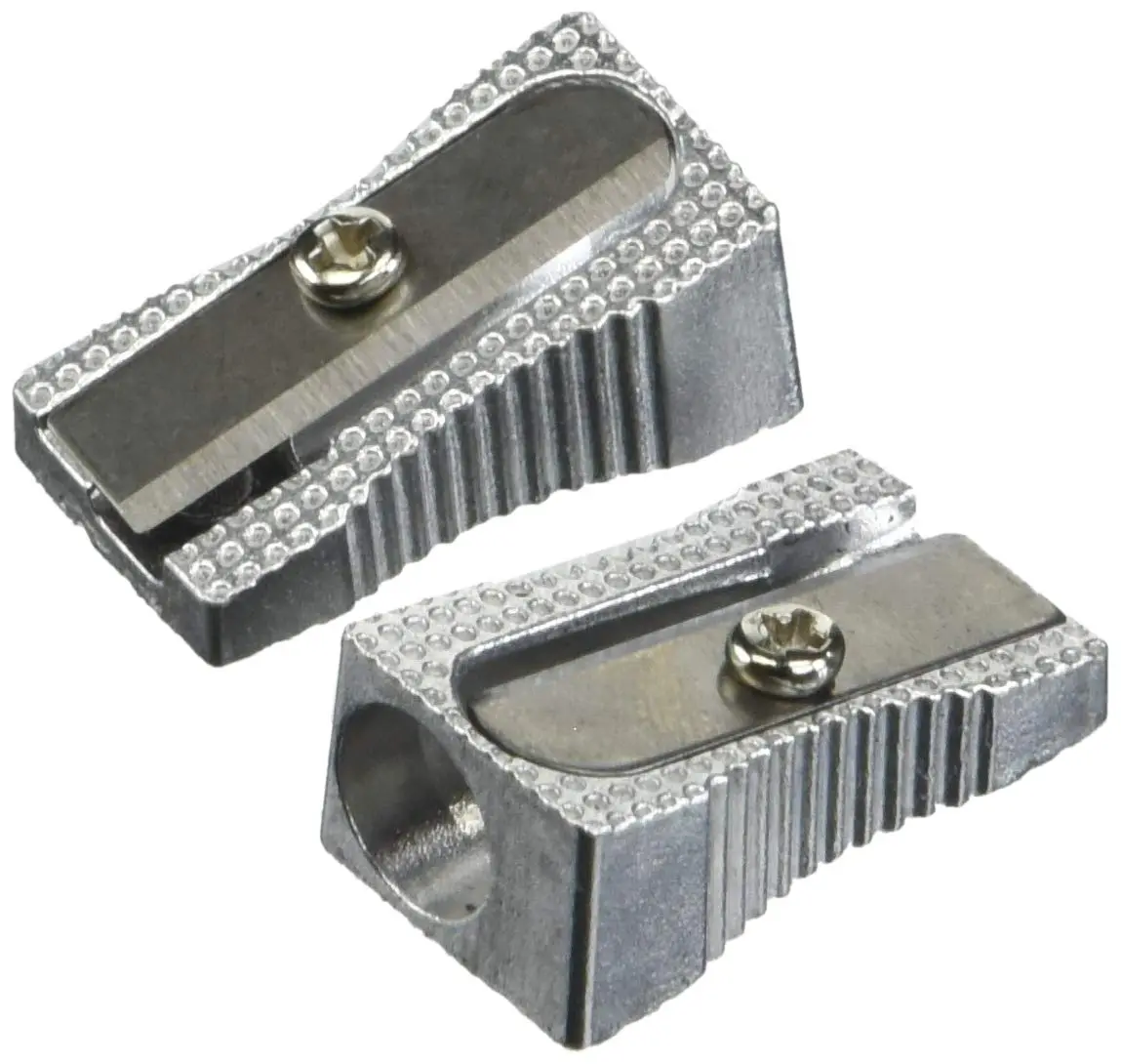 OIC Metallic Aluminum Handheld Pencil Sharpeners, Silver, Pack Of 4