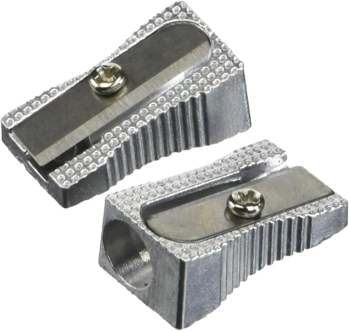 OIC Metallic Aluminum Handheld Pencil Sharpeners, Silver, Pack Of 4