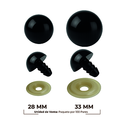 Ojos De Seguridad Negros 33Mm  Paquete X 100 Pares Ojos De Seguridad Negros 33Mm  Paquete X 100 Pares