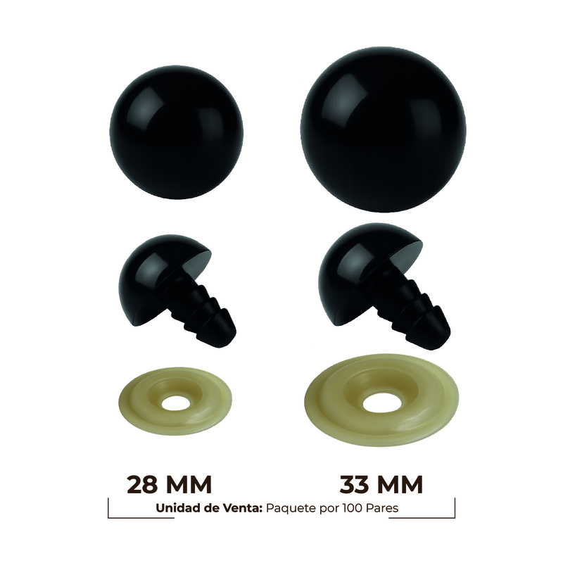 Ojos De Seguridad Negros 33Mm  Paquete X 100 Pares Ojos De Seguridad Negros 33Mm  Paquete X 100 Pares