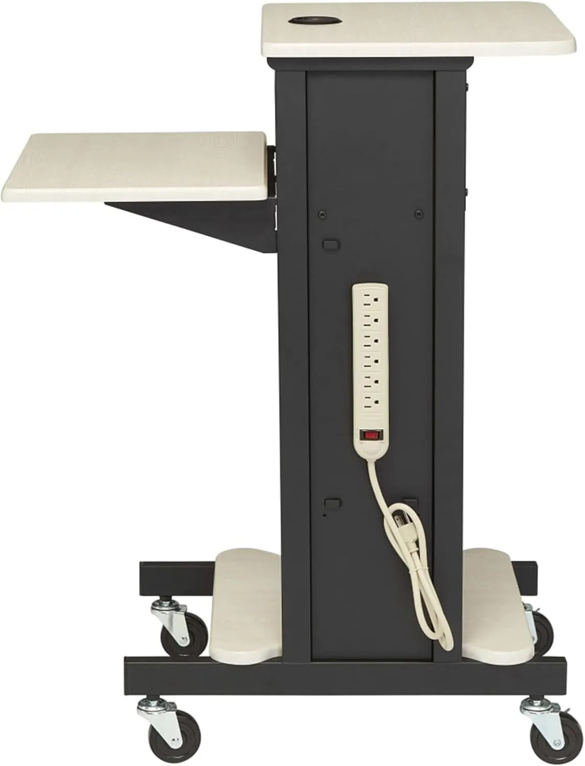 Oklahoma Sound PRC200 Steel Premium Presentation Cart, 18" Width x 40-1/2" Height x 30" Depth, Ivory Woodgrain/Black