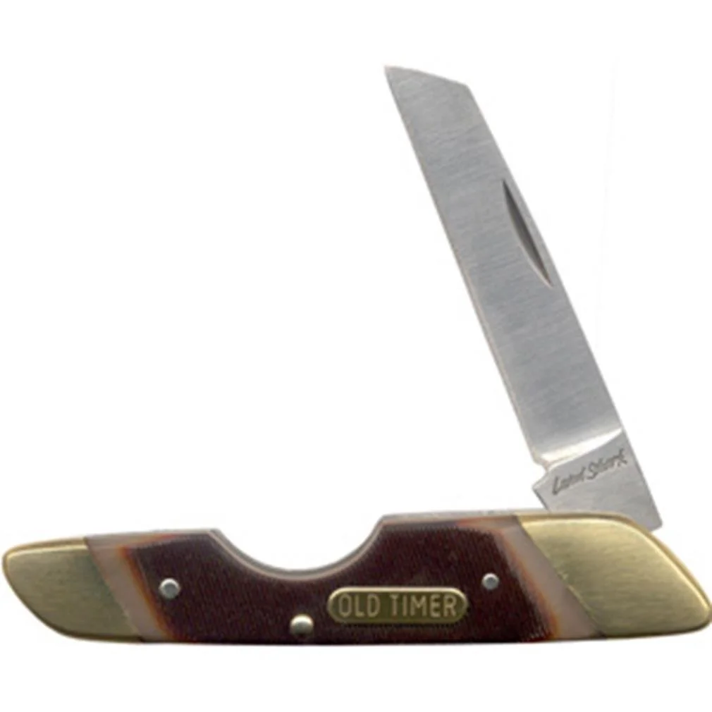 Old Timer 19OT Landshark 6.3in S.S. Traditional Folding Knife with 2.6in Sheepsfoot Blade and Sawcut Handle for Outdoor