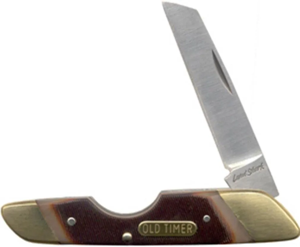 Old Timer 19OT Landshark 6.3in S.S. Traditional Folding Knife with 2.6in Sheepsfoot Blade and Sawcut Handle for Outdoor
