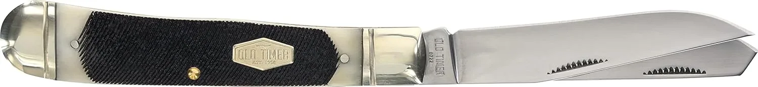 Old Timer 95OTB Genuine Bone Large Gunstock Trapper 7.3in S.S. Traditional Folding Knife with 3.1in Clip Point and Bone
