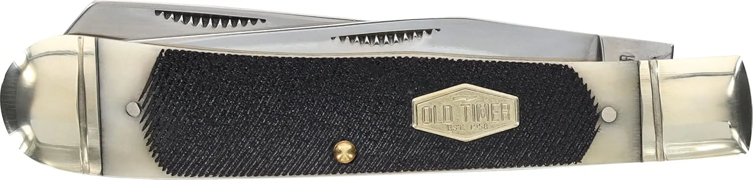 Old Timer 95OTB Genuine Bone Large Gunstock Trapper 7.3in S.S. Traditional Folding Knife with 3.1in Clip Point and Bone