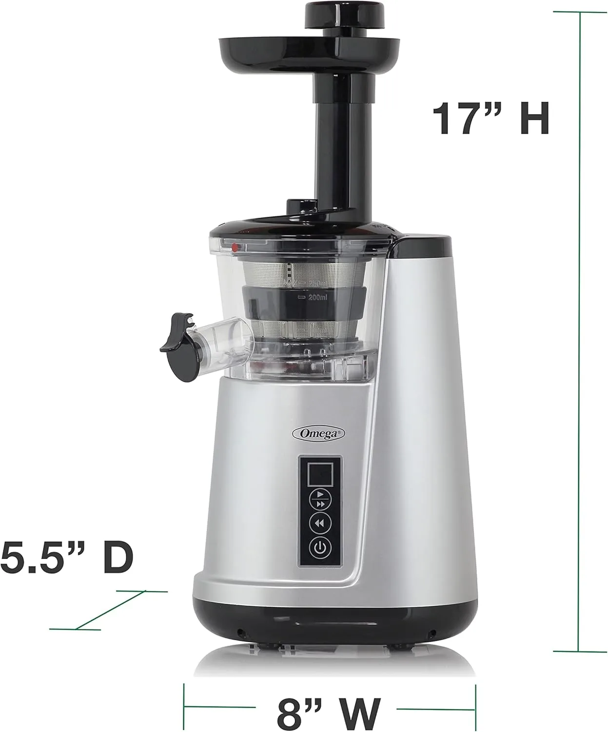 OMEGA Cold Press Vertical Masticating Juicer 45-65 RPM 150-Watts 3-Stage Auger BPA-Free Container