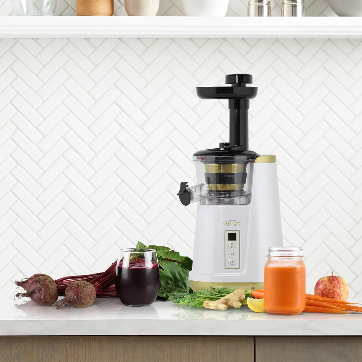 OMEGA Cold Press Vertical Masticating Juicer 45-65 RPM 150-Watts 3-Stage Auger BPA-Free Container