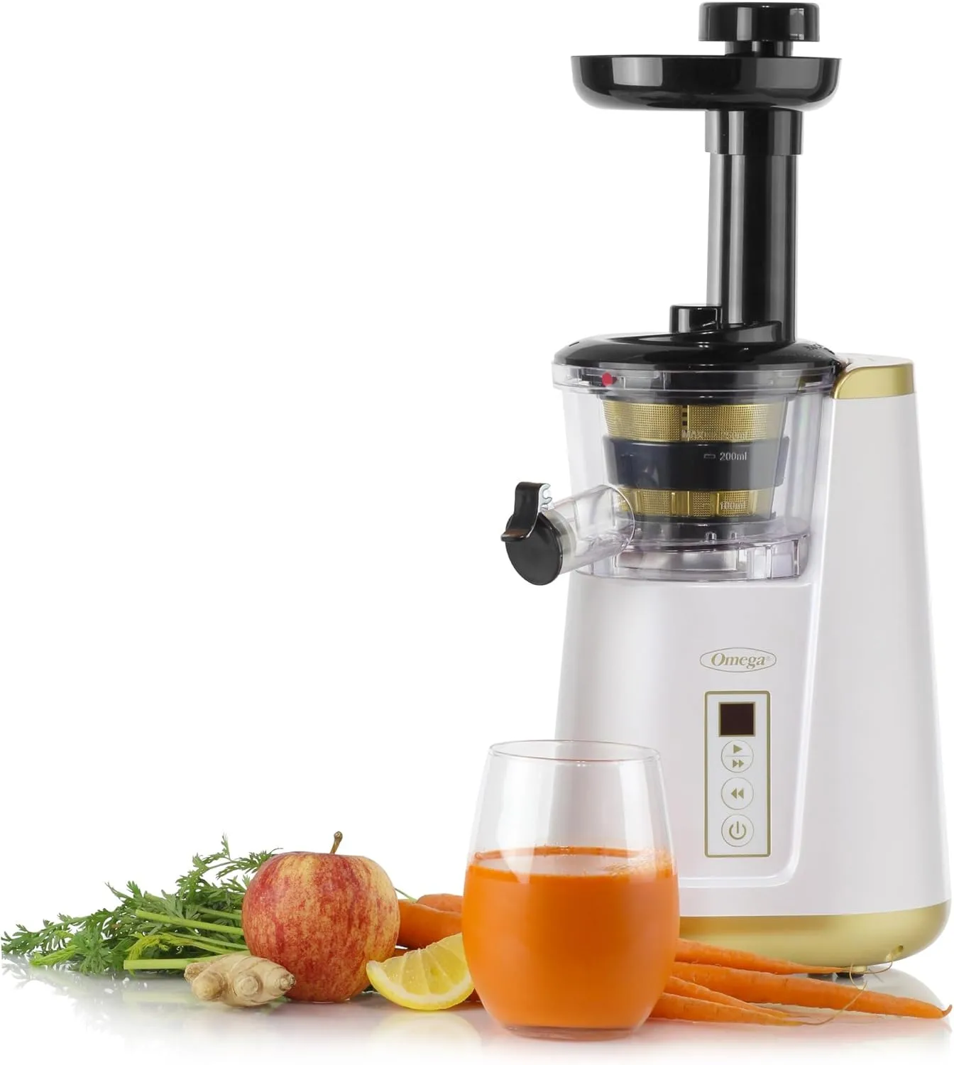 OMEGA Cold Press Vertical Masticating Juicer 45-65 RPM 150-Watts 3-Stage Auger BPA-Free Container