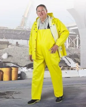 Rain Suit with Pants: Size 3X-Large, Non-Hazardous Protection, Yellow, Polyester & PVC