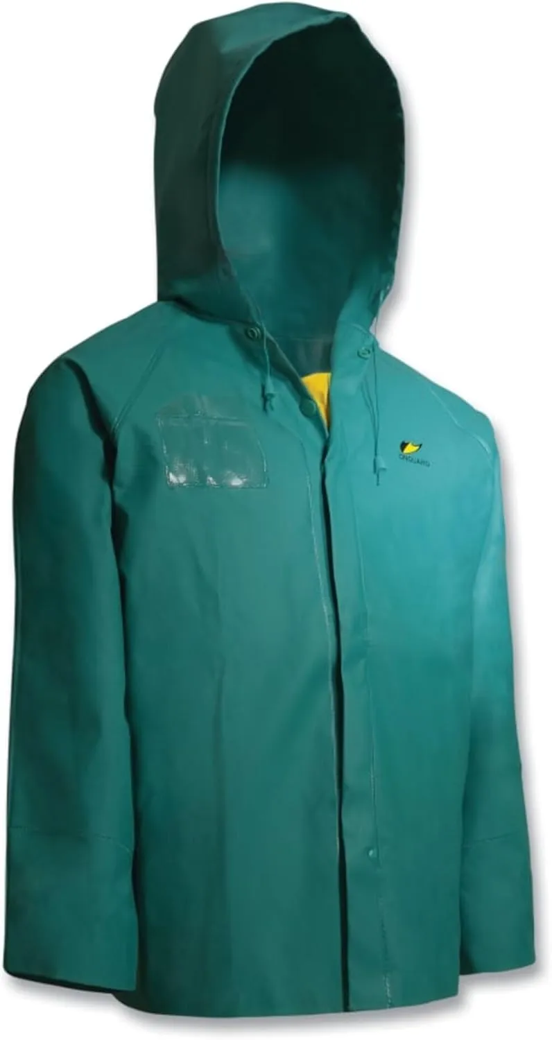 Non-Disposable Rain & Chemical-Resistant Bib Overalls: Green, Nylon & Polyvinylchloride & Spunbound