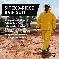 ONGUARD, Sitex 3 Pc Rain Suit, 100% Waterproof PVC, Lightweight and Durable, Yellow, 76515, Size S US