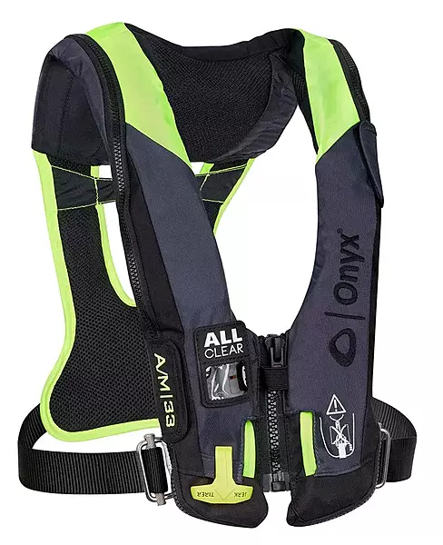 Onyx Impulse A/M 33 All Clear w/Harness Auto/Manual Inflatable Life Jacket - Grey
