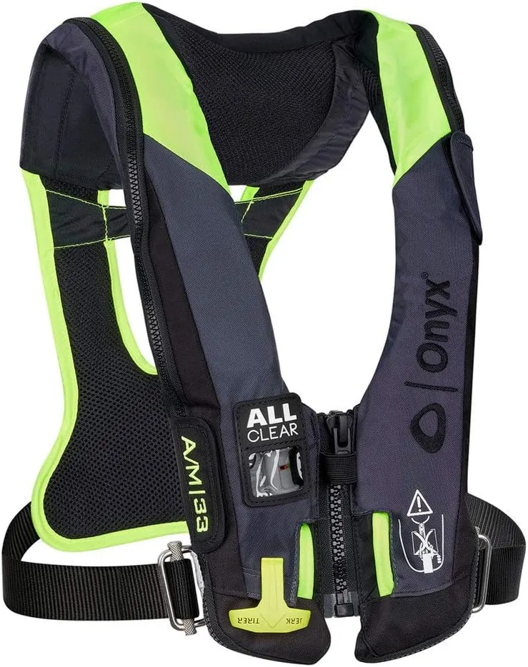 Onyx Impulse A/M 33 All Clear w/Harness Auto/Manual Inflatable Life Jacket - Grey