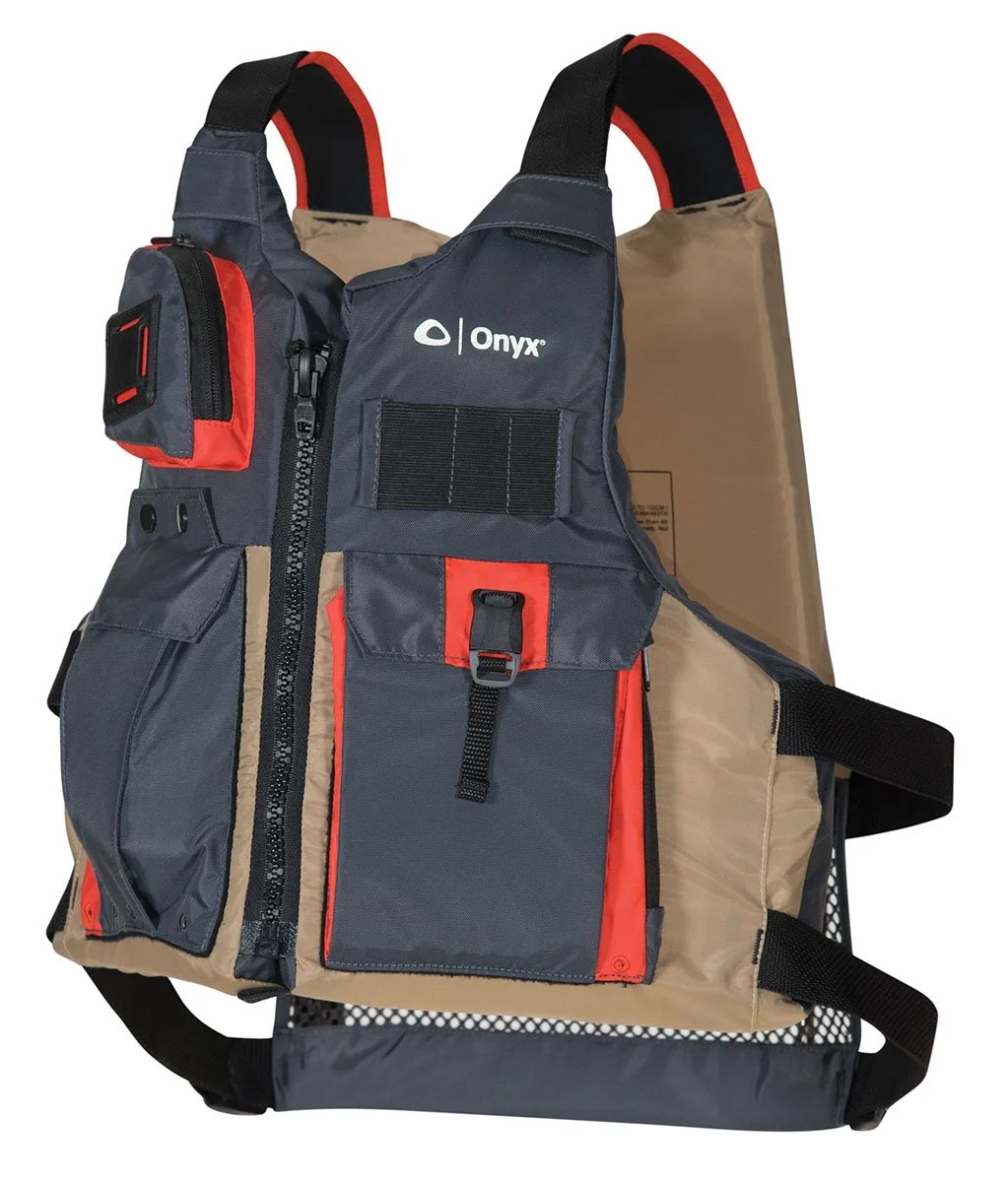 Onyx Kayak Fishing Life Jacket - Oversized, Tan/Grey